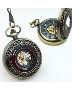 Steampunk Pocket Watch, Brons / Trä