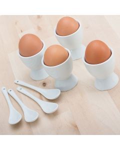 Äggkoppar med små skedar (8 delar)