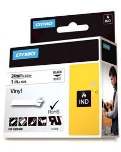 DYMO Rhino Professional, 24mm, märkbar vinyltejp, svart text vit tejp