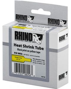 DYMO RhinoPRO märkbar krympslang 12mm, svart på gult, 1.5m rulle