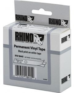 DYMO RhinoPRO märktejp perm vinyl 19mm, svart på vitt, 5.5m rulle