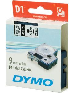DYMO D1 märktejp standard 9mm, svart på vitt, 7m rulle