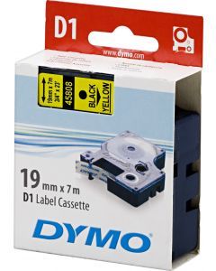 DYMO D1 märktejp standard 19mm, svart på gult, 7m rulle