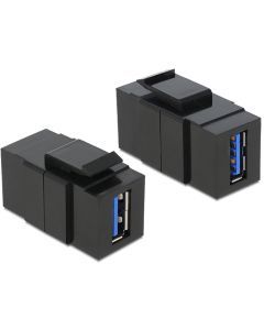 DeLOCK Keystone modul, USB 3.0 Typ A ho - USB 3.0 Typ A ho, svart