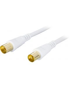 DELTACO antennkabel, 75 Ohm, ferritkärnor, guldpläterad, 10m, vit