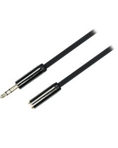DELTACO ljudkabel, 3,5mm hane till 3,5mm hona, 0,5m, svart