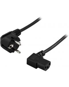 DELTACO apparatkabel, PC & vägg, vinklad CEE 7/7 - vinklad IEC C13, 5