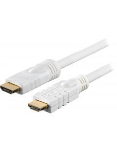 DELTACO aktiv HDMI kabel, HDMI High Speed with Ethernet, 20m, vit