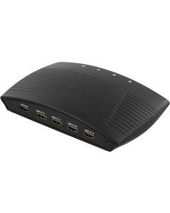 DELTACO manuell HDMI-switch, 4 ingångar till en utgång, 19-pin hona