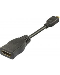 DELTACO HDMI High Speed adapter, Micro HDMI ha - HDMI ho, 0,1m, svart
