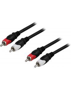DELTACO Ljudkabel, 2xRCA ha - ha, 15m
