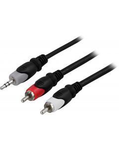 DELTACO Ljudkabel 3,5mm ha - 2xRCA ha 20m