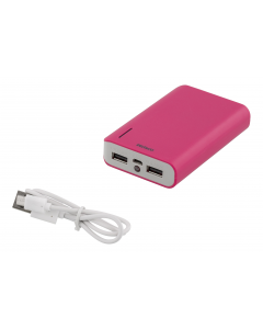DELTACO Power bank, 6000mAh, 2xUSB Typ a ho 5V 2A, ficklampa, rosa
