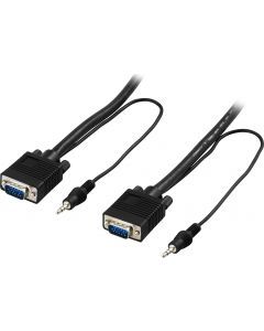 DELTACO monitorkabel RGB HD15ha-ha, utan pin 9, med 3,5mm ljud, 5m