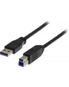 DELTACO USB 3.0 kabel, Typ A hane - Typ B hane, 1m, svart