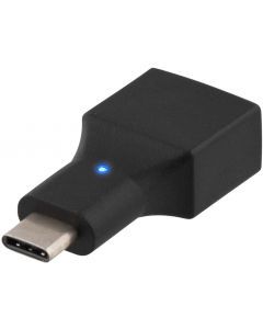DELTACO USB 2.0 adapter, Typ C - Typ A hona, svart
