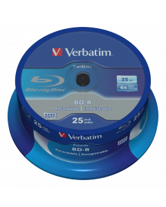 Verbatim BD-R SINGLE LAYER DATALIFE 25GB 6X WHITE BLUE SURFACE