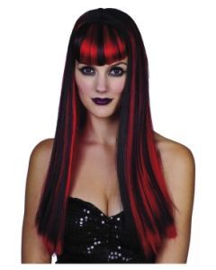Peruk Gothic Svart/Röd