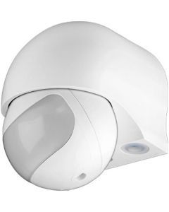 Strömbrytare med rörelsedetektor för utomhusbruk, IP44, 230V, vit