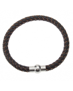 Svart läderarmband med metallkula