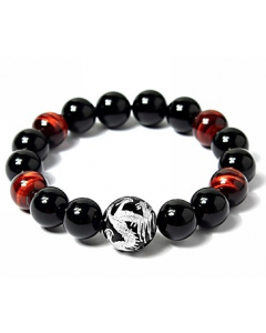 Svart agate Pärlarmband med tigerögon