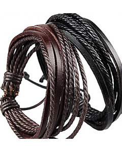 Svart läderarmband, flera band