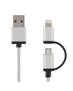 DELTACO PRIME USB-synk-/laddarkabel (silver)