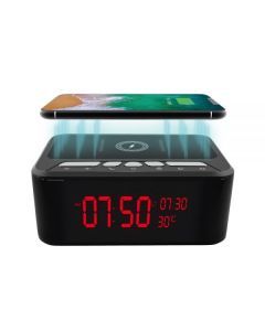 Spionkamera i Bordsklocka SpyBox PRO, Bluetooth Högtalare, Trådlös Mobilladdare, WiFi, Mörkersyn