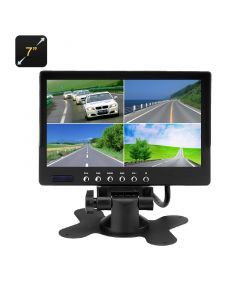 7" LCD Bilskärm, 800x400, Solskydd, 4st video in, Split video view
