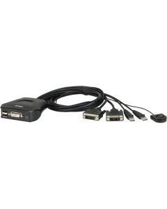 ATEN KVM-switch, 1 konsol styr 2 datorer, DVI-D/USB, med kablar, 0,9m