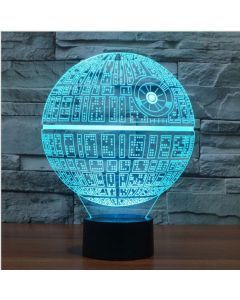 Dekorativ Star Wars lampa med 3D-effekt och skiftande färg - Death Star
