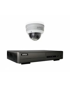 Full HD Proffs-övervakningspaket med 1st utomhus vandalsäker dome-IP Kamera, POE, PUSH notifikationer, IR mörkersyn, stöd för PIR-larm