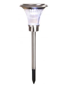 Savona, Solenergi LED-gångljus med extra stark belysning, kromat stål, skymningssensor