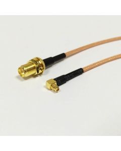 Vinklad MMCX-hane till RP-SMA-Hona kabel, 15 cm