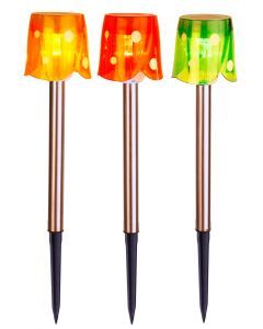 Solenergi Gångljus 3st, Röd/Grön/Gul, Skymningssensor