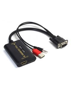 Aktiv VGA till HDMI omvandlare, HDMI 1.3b, 1080P@60Hz, stereo 3.5mm-ljud