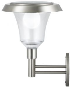 Solenergi LED Vägglykta i rostfritt stål, skymningssensor