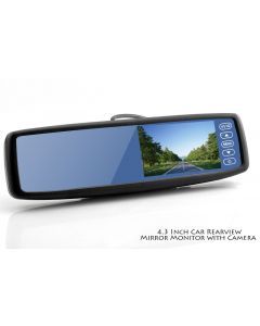 Backspegelkamera med 4.3" display, 2x Video in, Högtalare, 135 grader vidvinkel, vattentät kamera